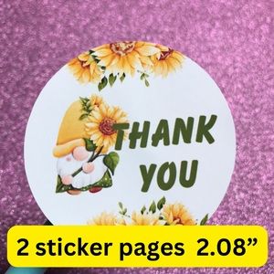 2 pages  thank you stickers size 2.08”